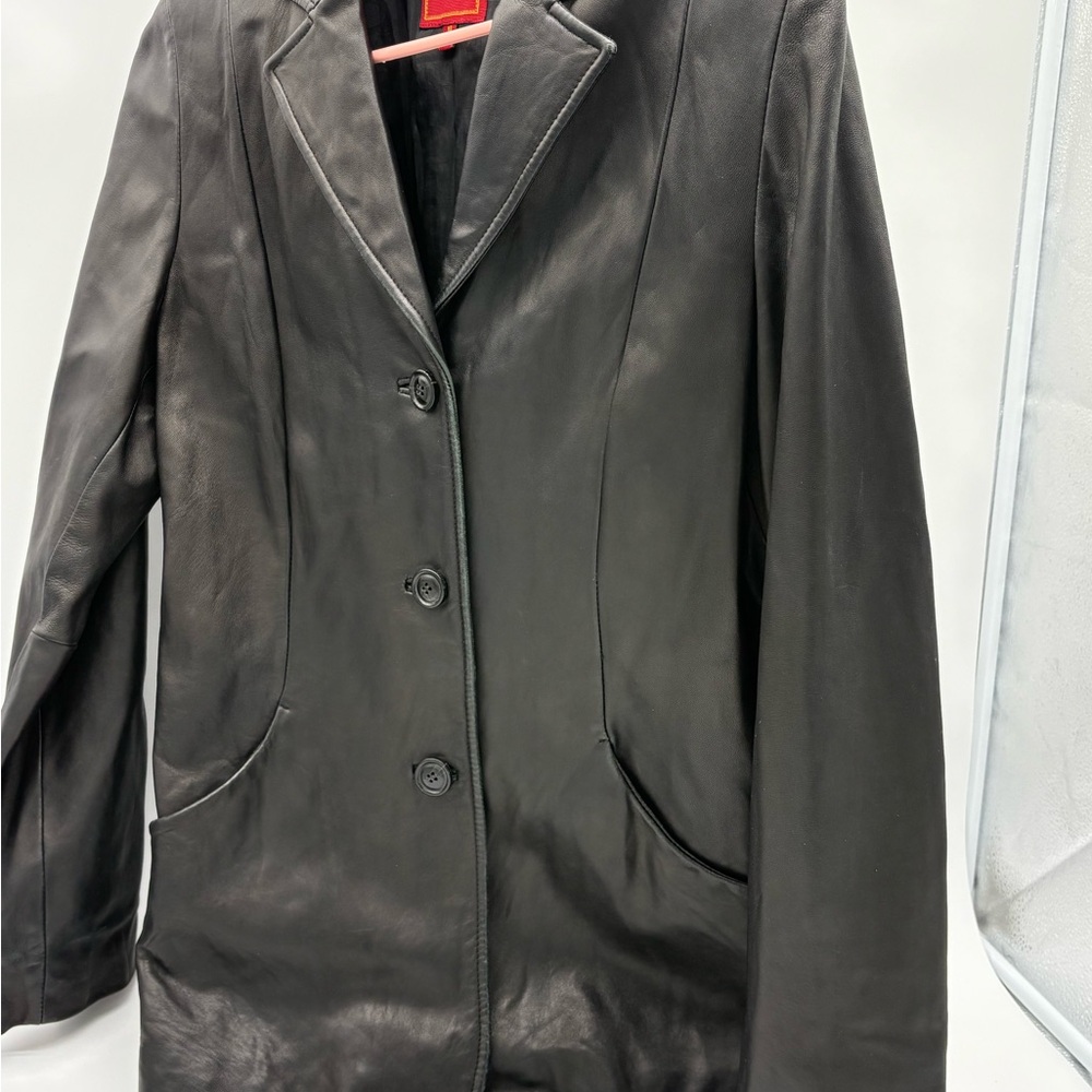 Cole Haan Buttery Black Leather Women's Jacket Sz 10/M